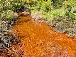 Mining pollution in river